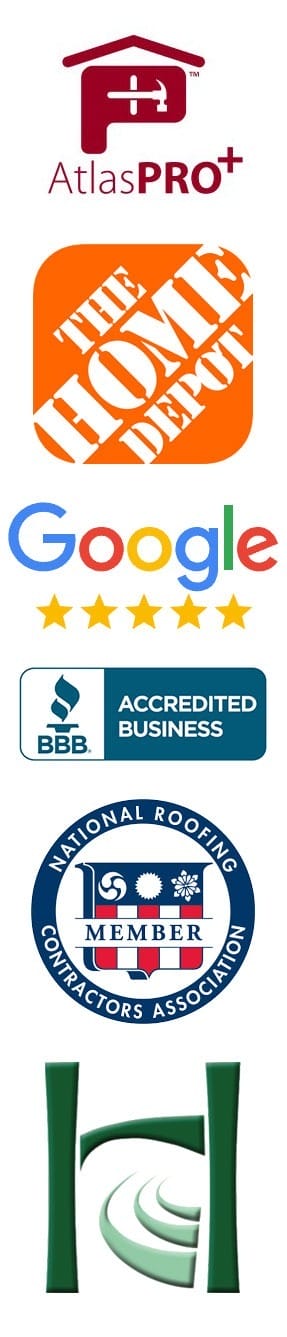 Atlas Pro, The Home Depot, Google 5 star reviews, BBB accredited business, NRCA member, Hillsdale chamber of commerce